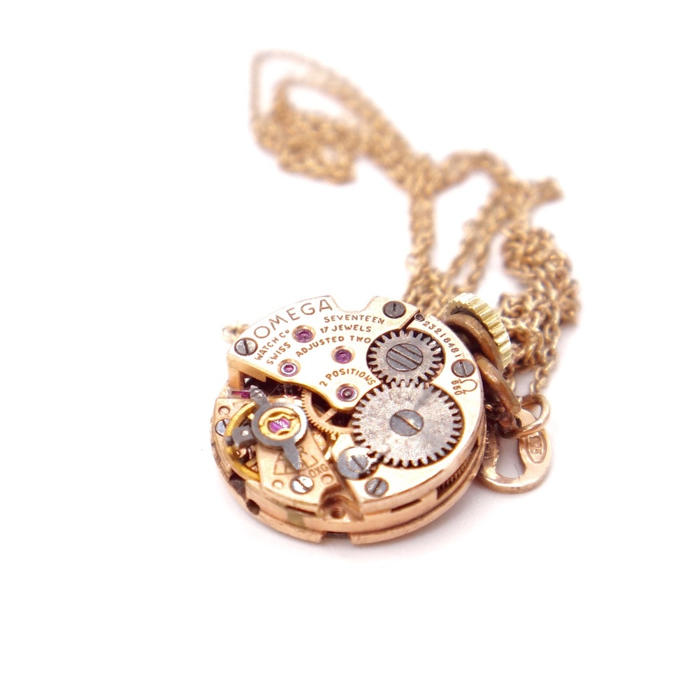 Vintage Omega Rose Gold Necklace